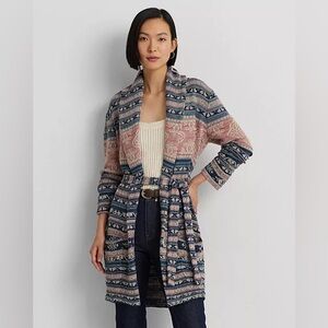 Lauren Ralph Lauren Geo Print Belted Cardigan